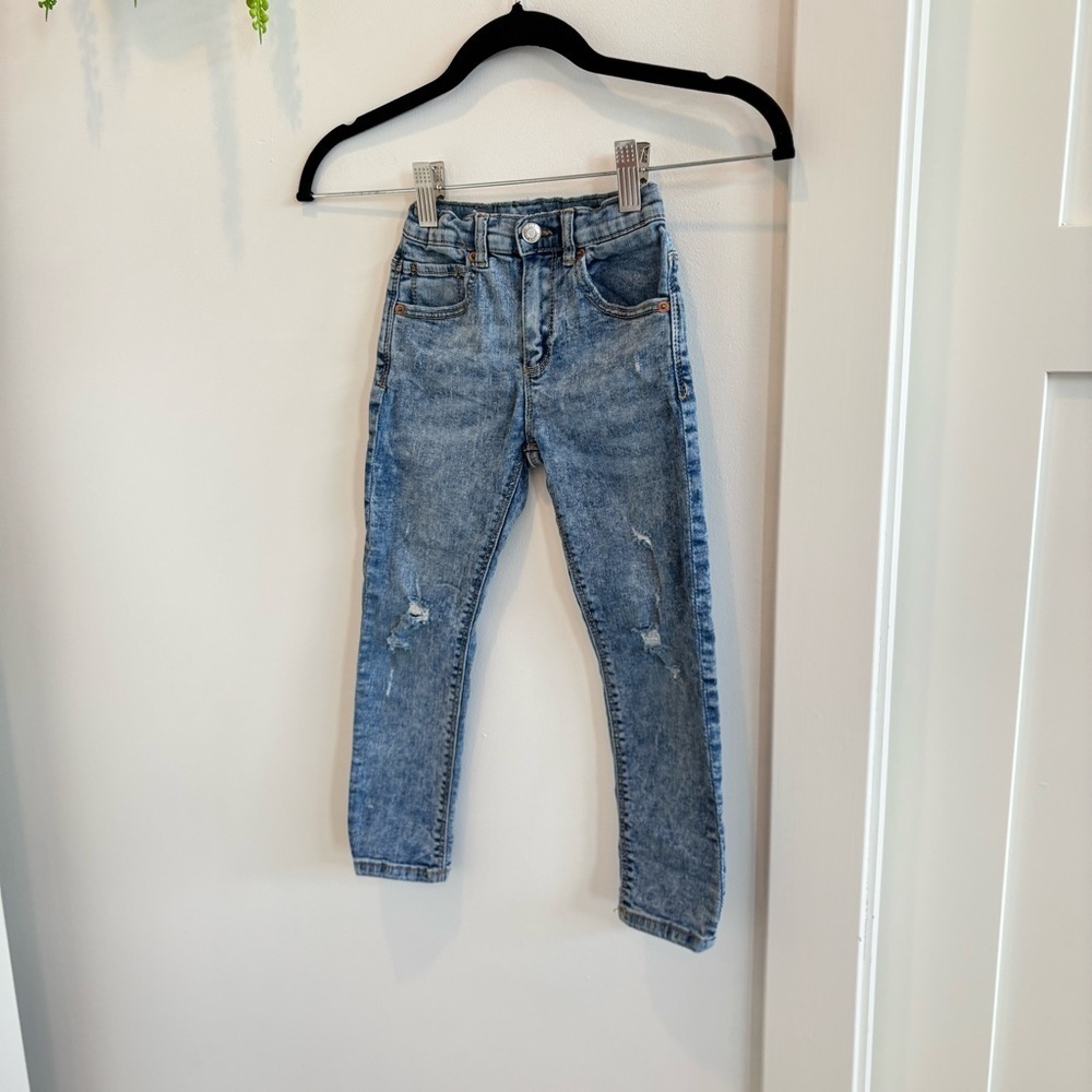 Zara Kids The Slim Denim Adjustable Waist Medium Wash Skinny Jeans Size 4-5 year - Picture 2 of 10